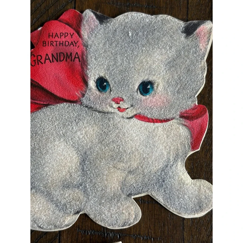 5 VTG Birthday Cards Signed 1950's Tomatoe Kitten‎ Magnolia Rise Hallmark Mica
